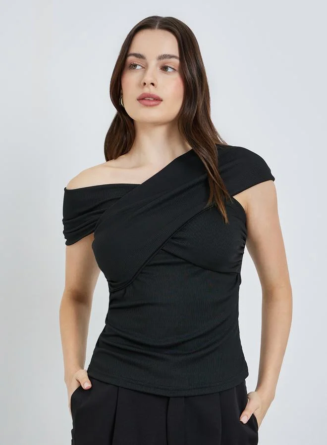 ستايلي بلوزة محبوك ضيق بكتف واحد